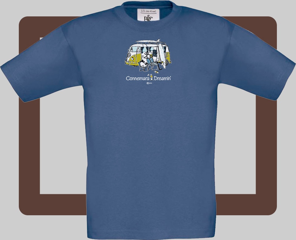 Our kids connemara denim t-shirts are bright and fun for kids of all ages | T-shirts from Conn O'Mara for Connemara kids.